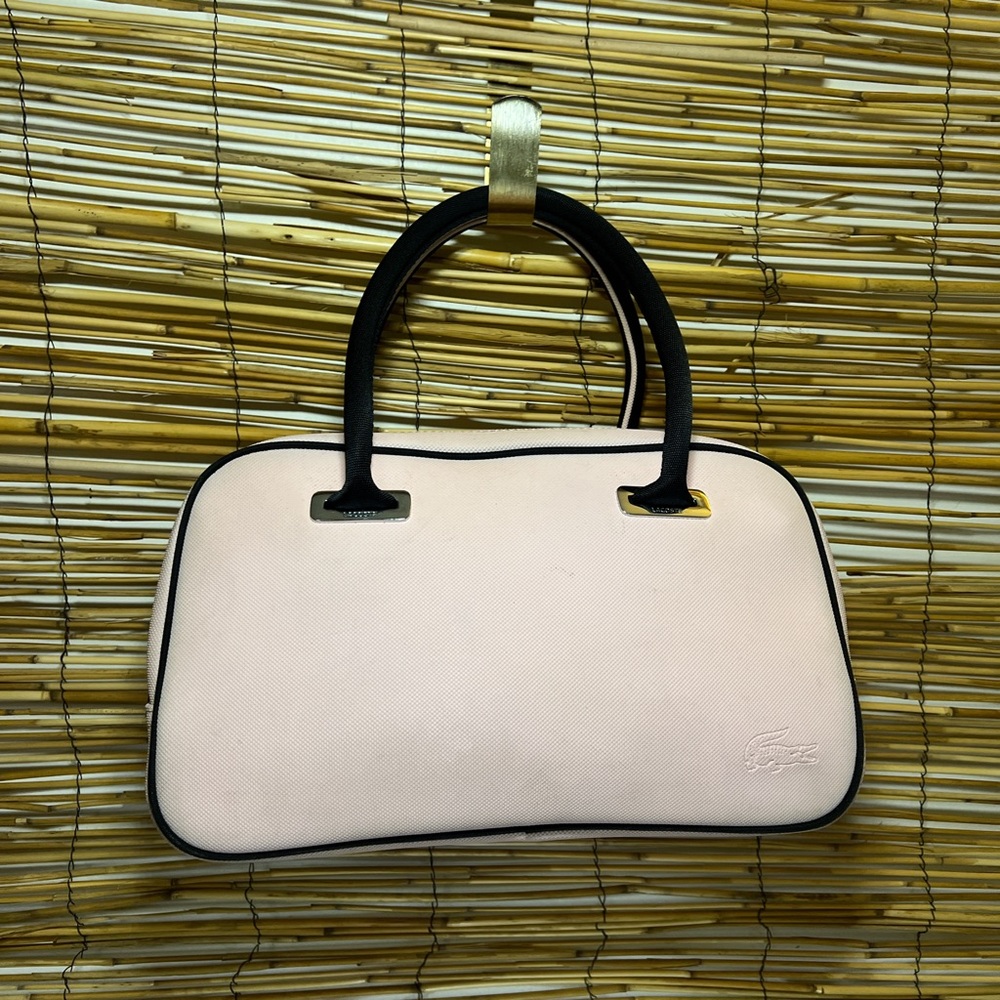 Lacoste Pink Mini Top-Handle Bag with Black Trim
